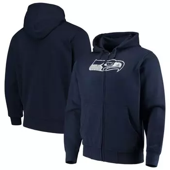 Мужская толстовка с молнией во всю длину G-III Sports by Carl Banks College Navy Seattle Seahawks Primary Logo Starter