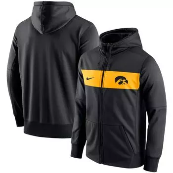 Мужская толстовка с молнией во всю длину и логотипом Nike Iowa Hawkeyes Black Iowa Hawkeyes