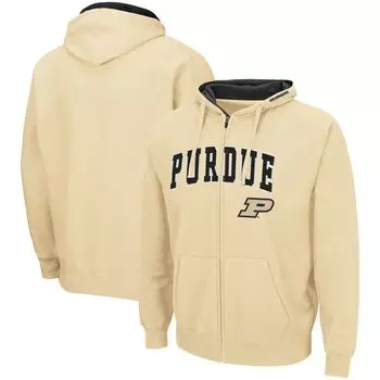 Мужская толстовка с молнией во всю длину Purdue Boilermakers Arch & Logo 3.0 золотого цвета Colosseum