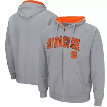 Мужская толстовка с молнией во всю длину серого цвета Syracuse Orange Arch & Logo 3.0 Colosseum
