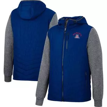 Мужская толстовка с молнией во всю длину темно-синего/темно-серого цвета Arizona Wildcats Course с узором «елочка» Colosseum