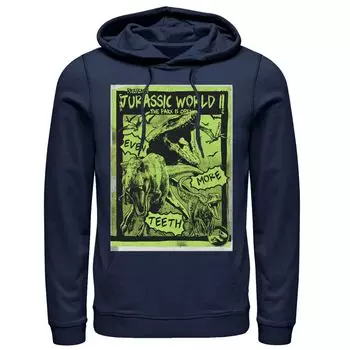 Мужская толстовка с неоново-зеленым плакатом Jurassic World Two T-Rex, Blue Licensed Character, синий