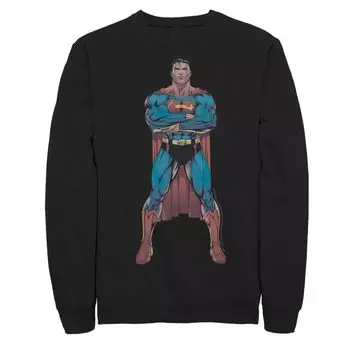 Мужская толстовка с плакатом и плакатом в стиле комиксов Superman Power Stance, Black DC Comics, черный