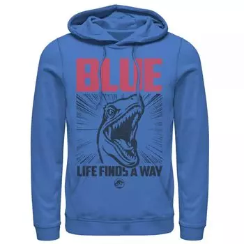 Мужская толстовка с плакатом Jurassic World Blue Raptor Life Finds A Way Licensed Character