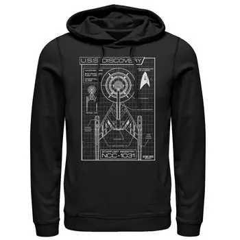 Мужская толстовка с плакатом Star Trek USS Discovery Schematics Licensed Character