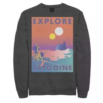 Мужская толстовка с плакатом Star Wars Explore Tatooine Faded Retro C-3PO и R2-D2 Licensed Character