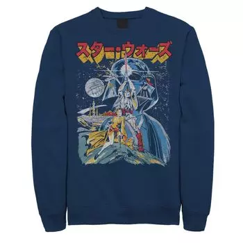 Мужская толстовка с плакатом в стиле «Звездные войны» с мультяшным эскизом Star Wars, синий