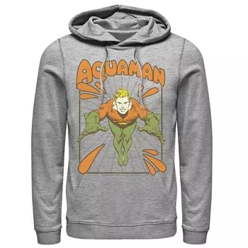 Мужская толстовка с портретом и простым текстовым логотипом Aquaman DC Comics