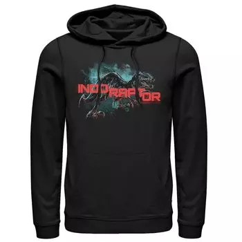 Мужская толстовка с портретом Jurassic World Indo Raptor Splatter, Black Licensed Character, черный