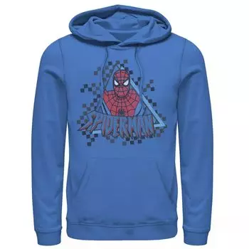 Мужская толстовка с портретом в стиле ретро в стиле шахматной доски Marvel Spider-Man Licensed Character