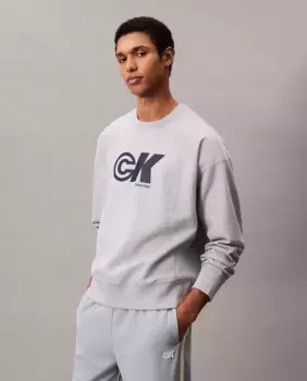 Мужская толстовка с принтом Calvin Klein Jeans, светло-серый