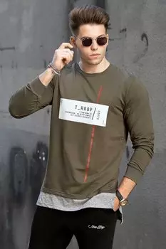 Мужская толстовка с принтом цвета хаки 2194 MADMEXT