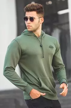 Мужская толстовка с принтом цвета хаки 5297 MADMEXT