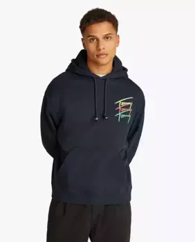 Мужская толстовка с принтом на спине и свободным кроем Tommy Jeans, тёмно-синий