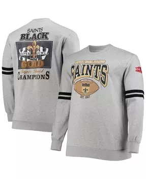 Мужская толстовка с принтом new orleans saints heather grey big and tall allover print pullover sweatshirt Mitchell & Ness, мульти