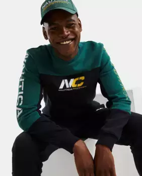 Мужская толстовка с принтом спереди и круглым вырезом Nautica, черный