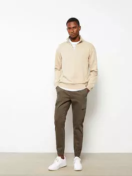 Мужская толстовка с прямым воротником и длинными рукавами LCW Casual