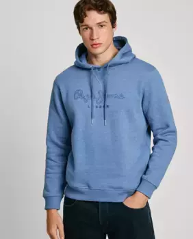 Мужская толстовка с регулируемым капюшоном и вышитым логотипом Pepe Jeans, синий