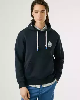Мужская толстовка с регулируемым капюшоном и вышитым логотипом Pepe Jeans, темно-синий