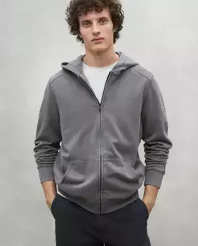 Мужская толстовка с регулируемым капюшоном, застегивающимся на шнурок и молнию Ecoalf, темно-серый
