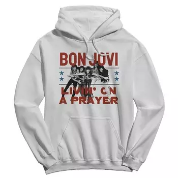 Мужская толстовка с рисунком Bon Jovi Livin On A Prayer Licensed Character, белый