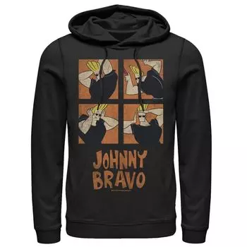 Мужская толстовка с рисунком Cartoon Network Johnny Bravo Box Up Hairdo Licensed Character, черный