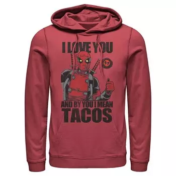 Мужская толстовка с рисунком Marvel's Deadpool I Love You And You I Mean Tacos, красный