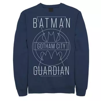 Мужская толстовка с текстовым плакатом DC Comics Batman Gotham City Guardian, Blue Licensed Character, синий