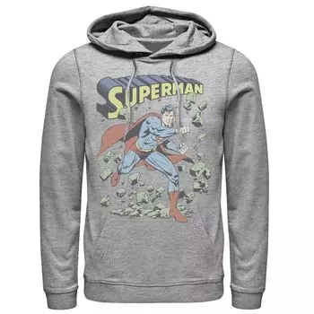 Мужская толстовка с винтажным плакатом «Супермен с камнями» DC Comics