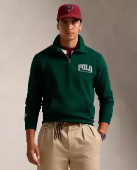 Мужская толстовка с воротником-молнией до половины молнии Polo Ralph Lauren, темно-зеленый