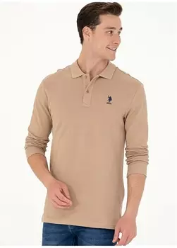 Мужская толстовка с воротником-поло из верблюжьей шерсти U.S. Polo Assn.