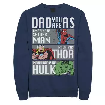 Мужская толстовка с вставками Marvel Spider-Man Thor Hulk Dad You Are As Panels