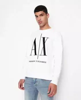 Мужская толстовка с вышитым логотипом ICON PROJECT капсула Armani Exchange, белый
