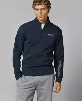 Мужская толстовка с высоким воротником и застежкой-молнией до половины Pepe Jeans, темно-синий