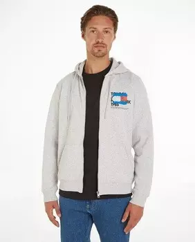Мужская толстовка с застежкой-молнией и капюшоном Tommy Jeans, серый