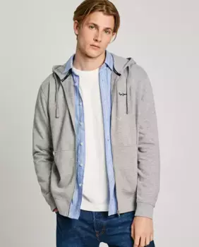 Мужская толстовка с застежкой-молнией и регулируемым капюшоном Pepe Jeans, серый