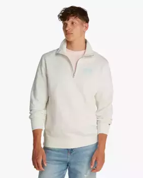 Мужская толстовка с застежкой-молнией на воротнике и классическим кроем Tommy Jeans, белый