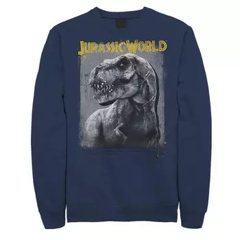 Мужская толстовка с затенением профиля Мир Юрского периода T-Rex Licensed Character, синий