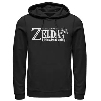Мужская толстовка с зеленым логотипом Nintendo Legend Of Zelda Links Awakening Palm Tree и графическим рисунком Licensed Character, черный