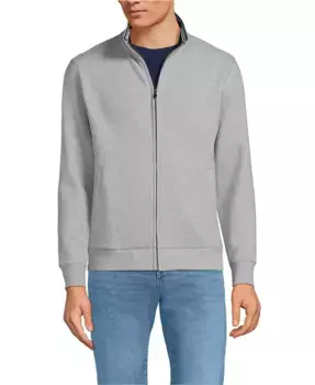 Мужская толстовка Serious Sweats с длинным рукавом и молнией на всю длину Lands' End, серый