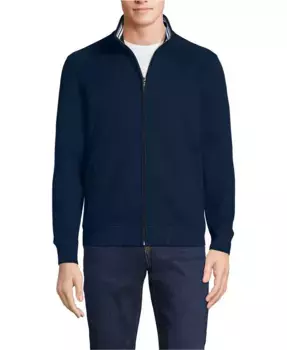 Мужская толстовка Serious Sweats с длинным рукавом и молнией на всю длину Lands' End, синий