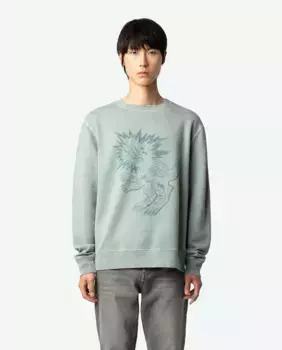 Мужская толстовка Simba серого цвета с принтом Zadig & Voltaire, синий