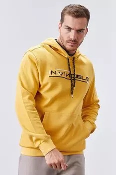 Мужская толстовка стандартного кроя с капюшоном и карманом-кенгуру горчичного цвета TOMMYLIFE, горчично-желтый