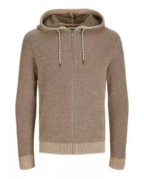 Мужская толстовка структурированного трикотажа на молнии Jack & Jones, бежевый
