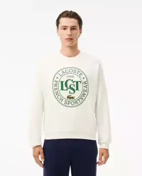 Мужская толстовка свободного кроя с графическим рисунком Lacoste, белый