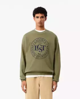 Мужская толстовка свободного кроя с графическим рисунком Lacoste, цвет Verde Militar