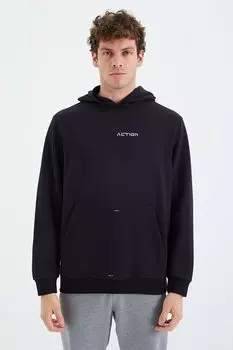 Мужская толстовка темно-синего цвета с капюшоном и карманом-кенгуру TOMMYLIFE