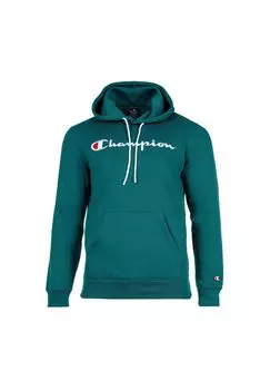 Мужская толстовка - толстовка, пуловер, логотип, капюшон, однотонная Champion, зеленый