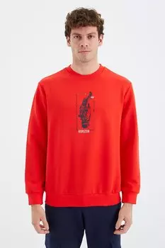 Мужская толстовка удобного кроя с детальным принтом Fiesta TOMMYLIFE, красный