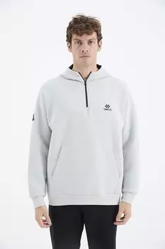 Мужская толстовка удобного кроя с каменным капюшоном и половиной кармана на молнии TOMMYLIFE